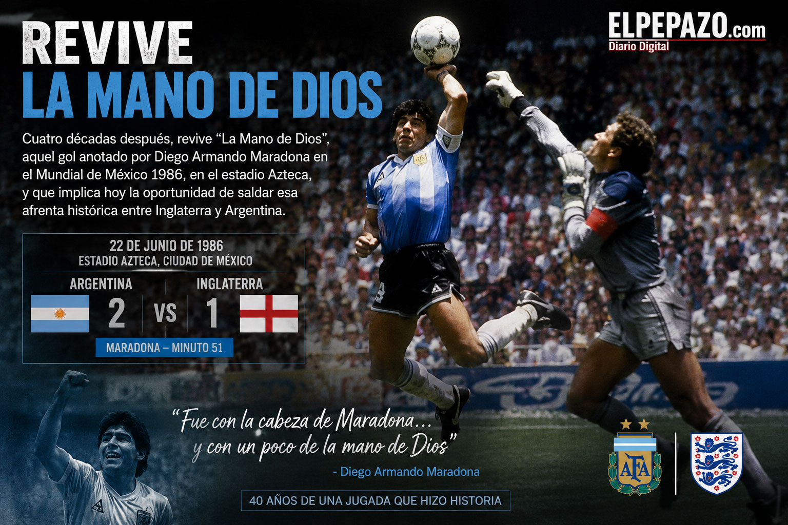 «La Mano de Dios»: 40 años del gol que cambió la historia del fútbol y volvió eterna la rivalidad entre Argentina e Inglaterra