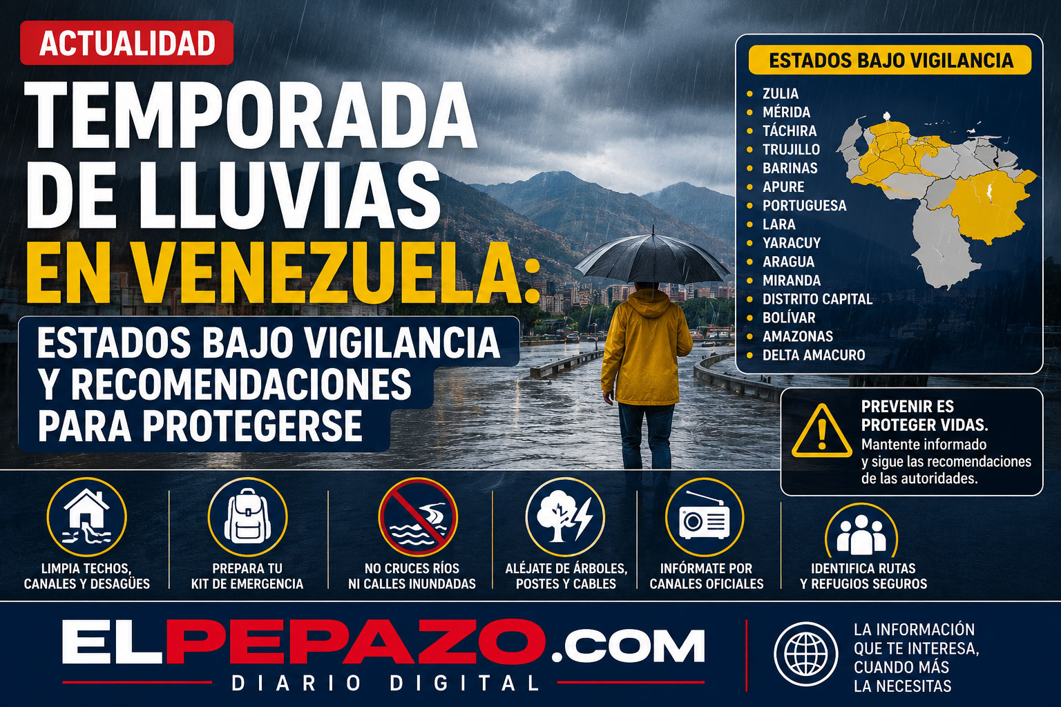 Temporada de lluvias en Venezuela: estados bajo vigilancia y recomendaciones para protegerse