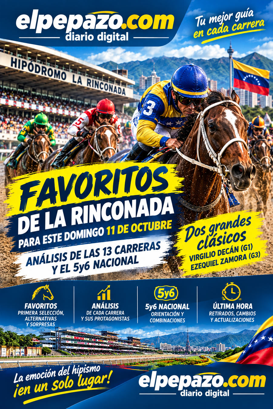 Favoritos de La Rinconada para este domingo 11 de octubre: las claves de las 13 carreras y el 5y6 Nacional