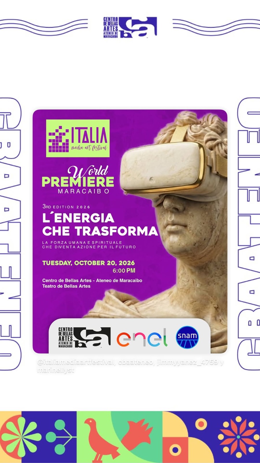 Este martes en el Centro de Bellas Artes: Maracaibo, sede del estreno mundial del ‘Italia Media Art Festival 2026’